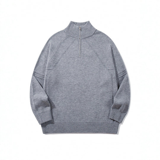 Unisex Strick-Halbzip-Pullover mit hohem Rippkragen und Raglanärmeln Shop Nory