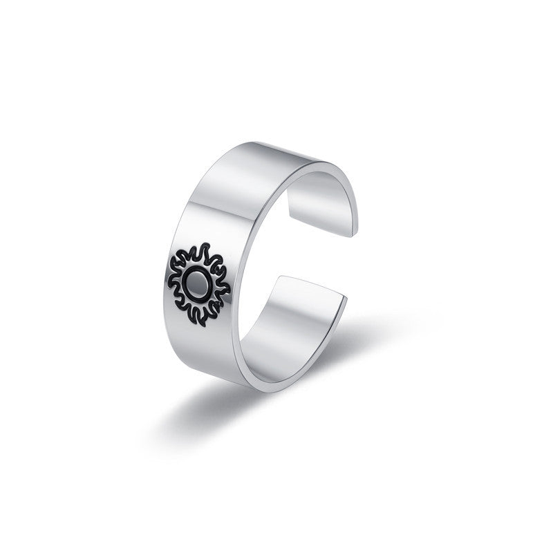 Damen Offener Ring aus Edelstahl mit elegantem Halbmond-Design Shop Nory