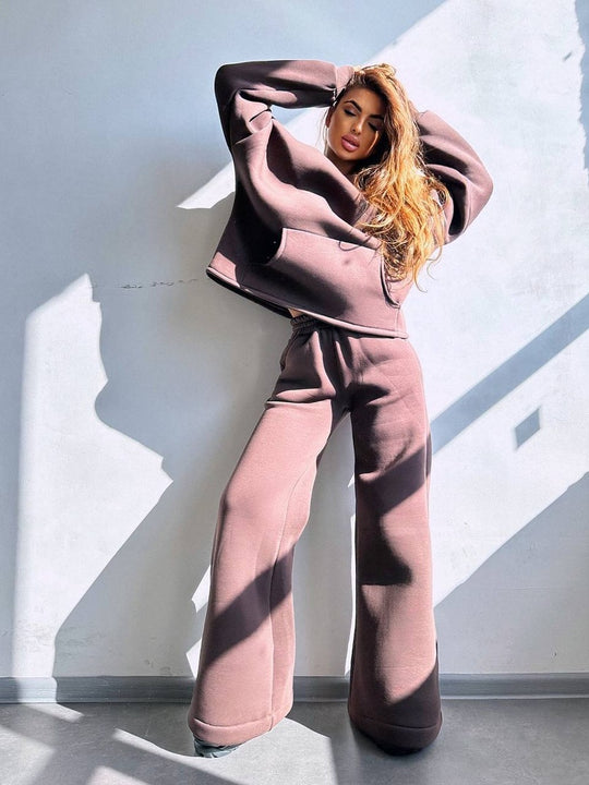 Damen Oversized Hoodie‑Set mit weiter Palazzo‑Loungehose aus schwerer Baumwollmischung Shop Nory