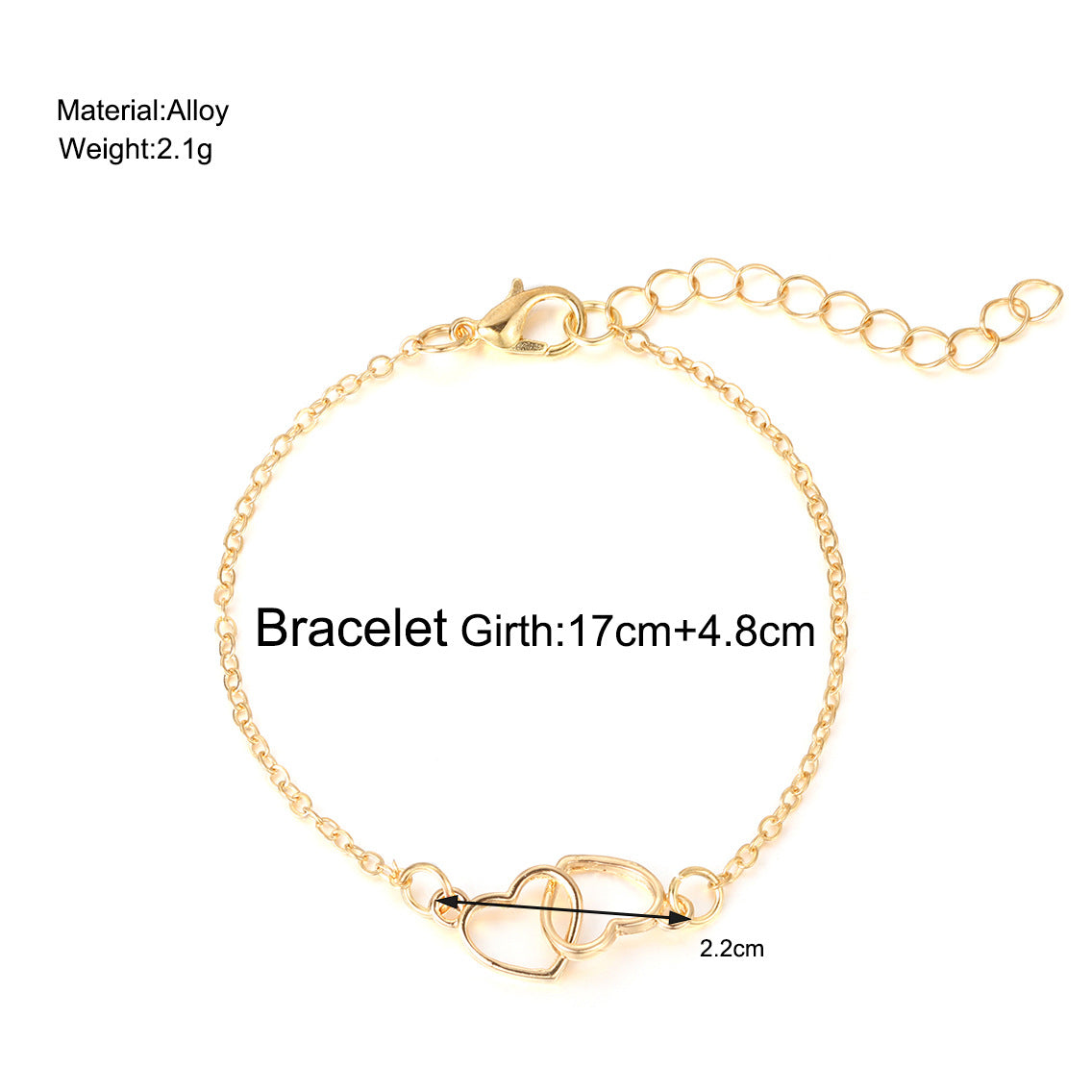 Damenarmband mit dreifachem Herzdesign Shop Nory