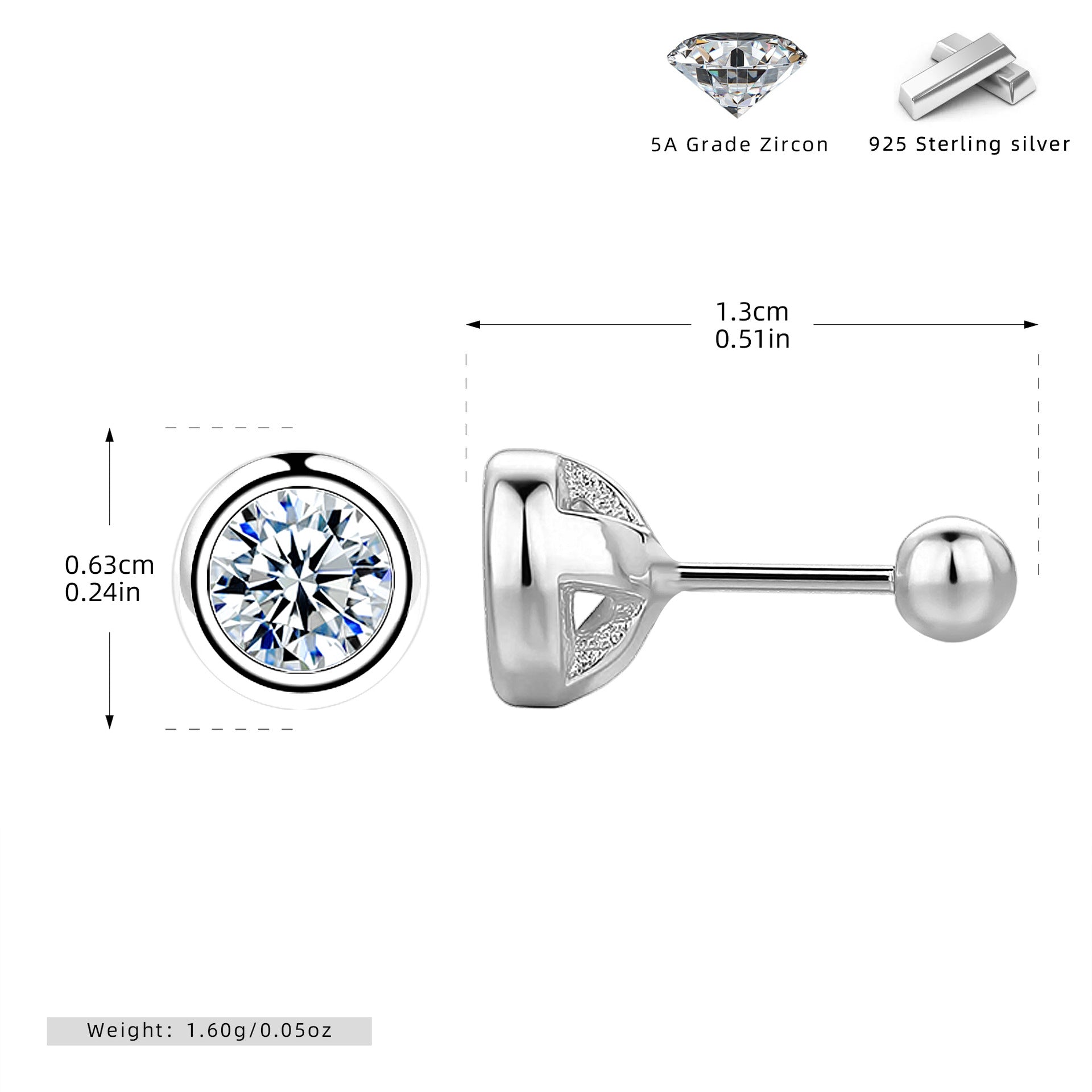 Damen Piercing mit funkelndem 5A Zirkon aus hochwertigem 925 Sterling Silber Shop Nory