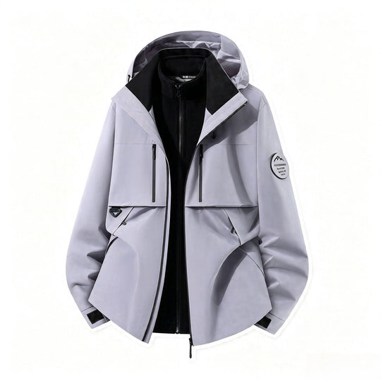 Herren dreilagige Softshell-Outdoorjacke mit herausnehmbarem Fleecefutter und Kapuze Shop Nory