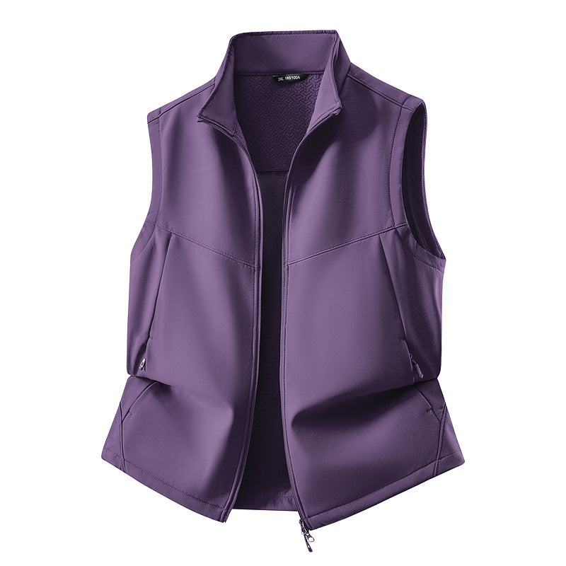 Damen Ärmellose Softshell-Weste mit Stehkragen, Stretchfutter und Zweiwege-Reißverschluss Shop Nory