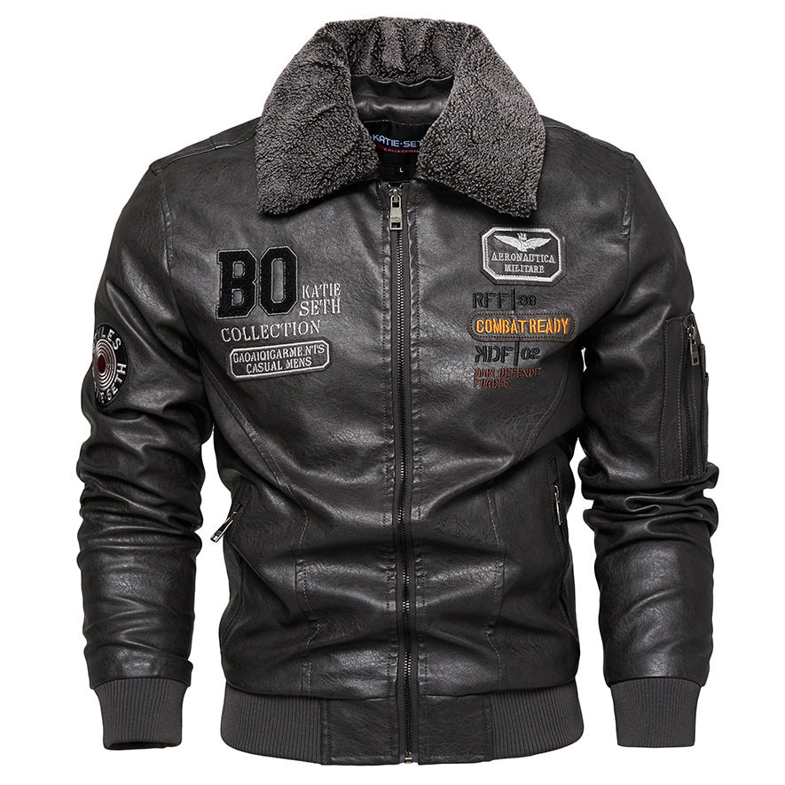 Herren Kunstlederjacke mit gefüttertem Kragen Shop Nory
