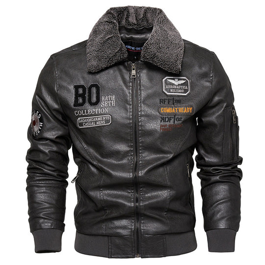 Herren Kunstlederjacke mit gefüttertem Kragen Shop Nory
