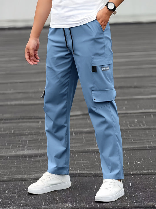 Herren Lässige technische Cargohose mit Multifachtaschen, Tunnelzugbund und geradem Bein Shop Nory