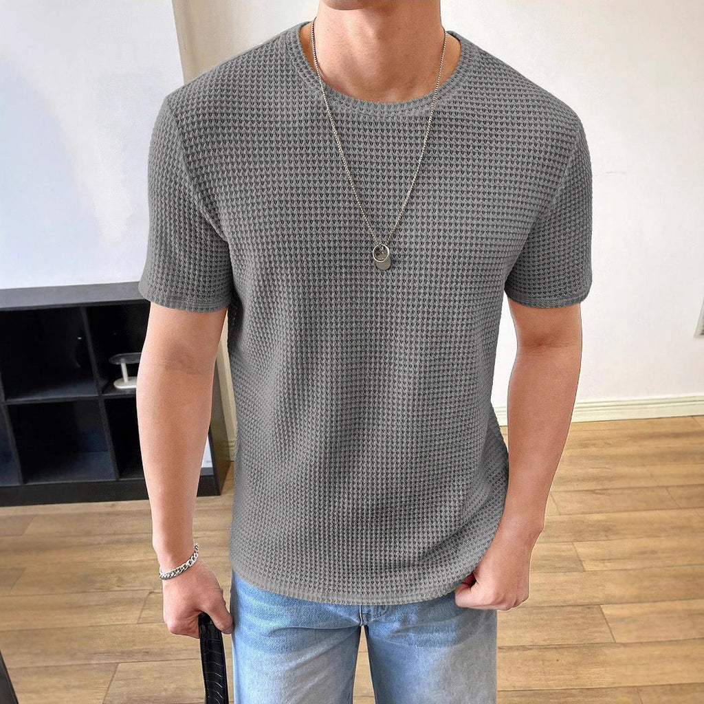 Herren lässiges Struktur-T-Shirt aus atmungsaktivem Material
