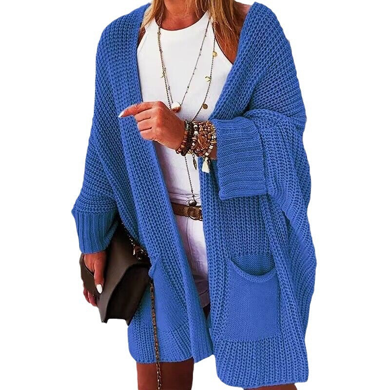 Damen Oversize Grobstrick-Cardigan mit weitem Schalkragen und aufgesetzten Taschen Shop Nory