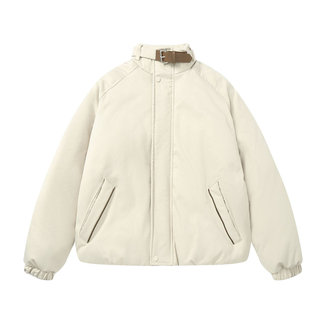 Damen Wattierter Boxy-Bomber mit hochschließendem Schnallenkragen und schrägen Reißverschlusstaschen Shop Nory