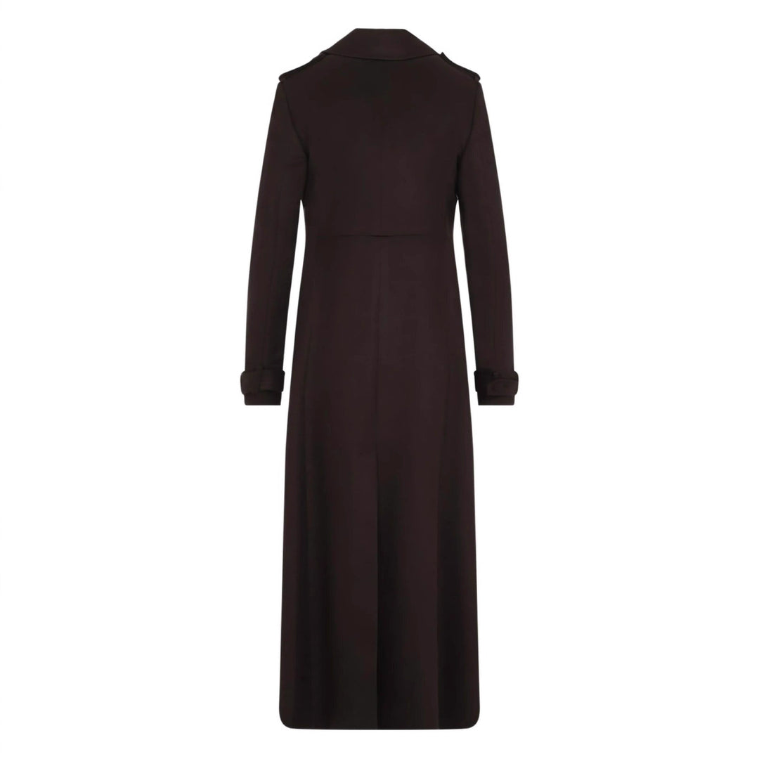 Damen Langer Doppelreihiger Wollmantel mit Schulterpatten Shop Nory
