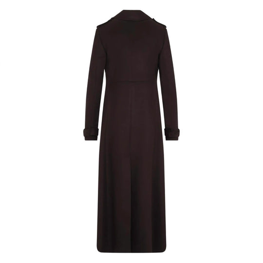 Damen Langer Doppelreihiger Wollmantel mit Schulterpatten Shop Nory