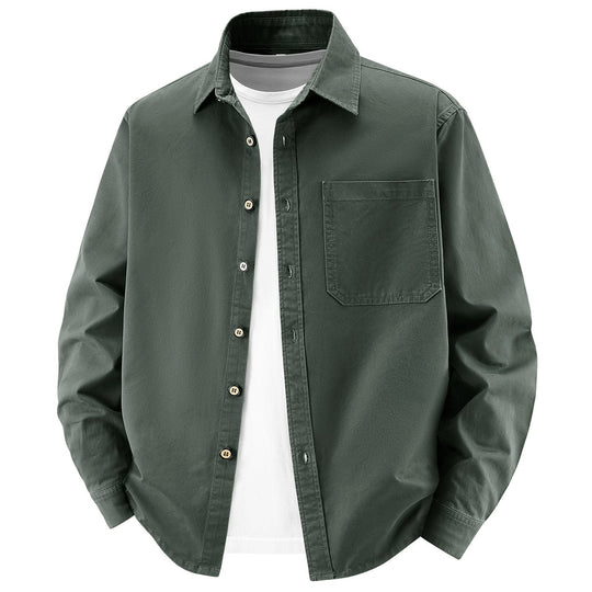 Herren lockere Overshirt-Jacke aus Baumwollmix mit Brusttasche und durchgehender Knopfleiste Shop Nory