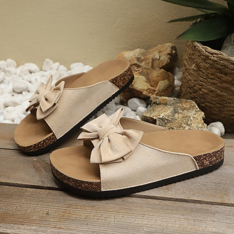 Damen Komfortable Kork-Sandalen mit dekorativem Schleifen-Design