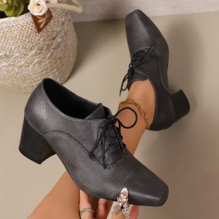 Damen Elegante Schnürpumps mit quadratischer Spitze und mittelhohem Blockabsatz Shop Nory