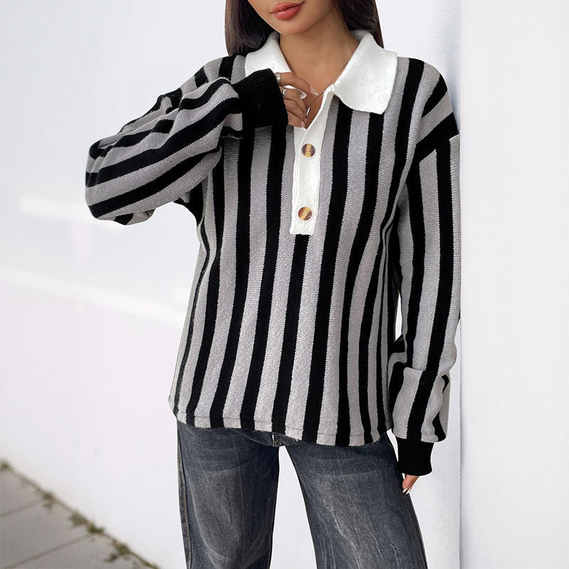 Damen Sportliches Polo-Shirt mit Streifen Shop Nory