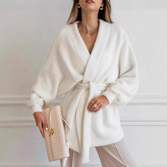 Damen Luxuriöser Wickelcardigan mit komfortablem Schnitt und Gürtel
