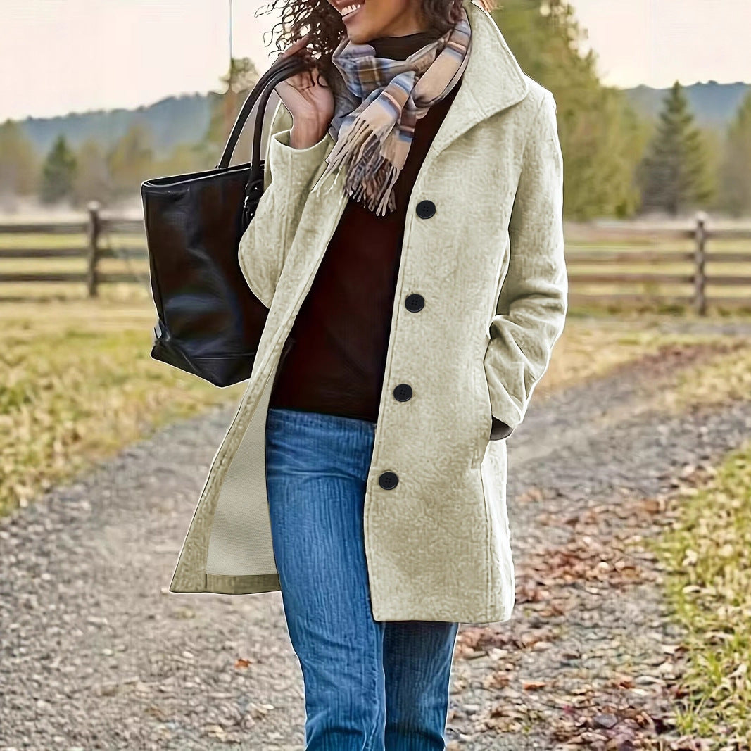 Damen wollähnlicher Teddy-Kurzmantel mit Stehkragen und seitlichen Eingrifftaschen Shop Nory