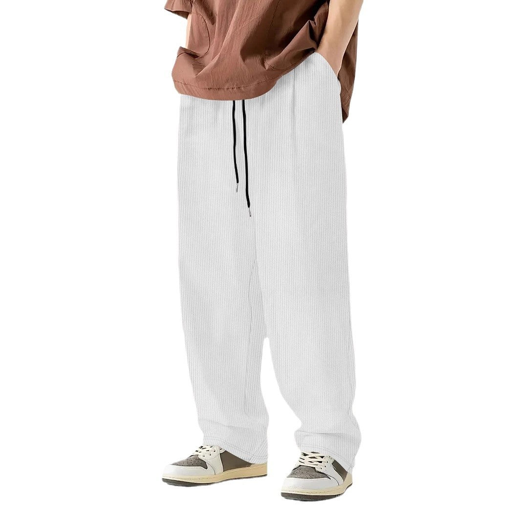 Herren nan weite Relax-Freizeithose aus geripptem Jersey mit Kordelzug, Seitentaschen und weitem Bein Shop Nory