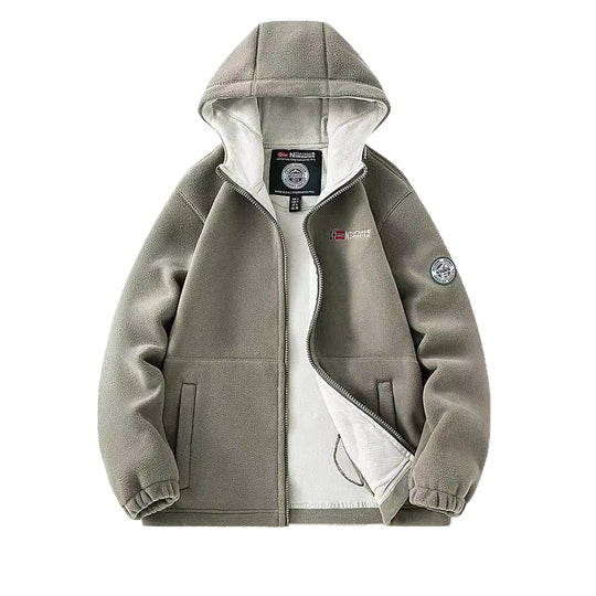 Damen Kapuzen-Fleecejacke mit Teddyfutter und durchgehendem Reißverschluss Shop Nory