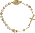 Damen Armband mit glänzenden Perlen und charmantem Kreuzanhänger Shop Nory