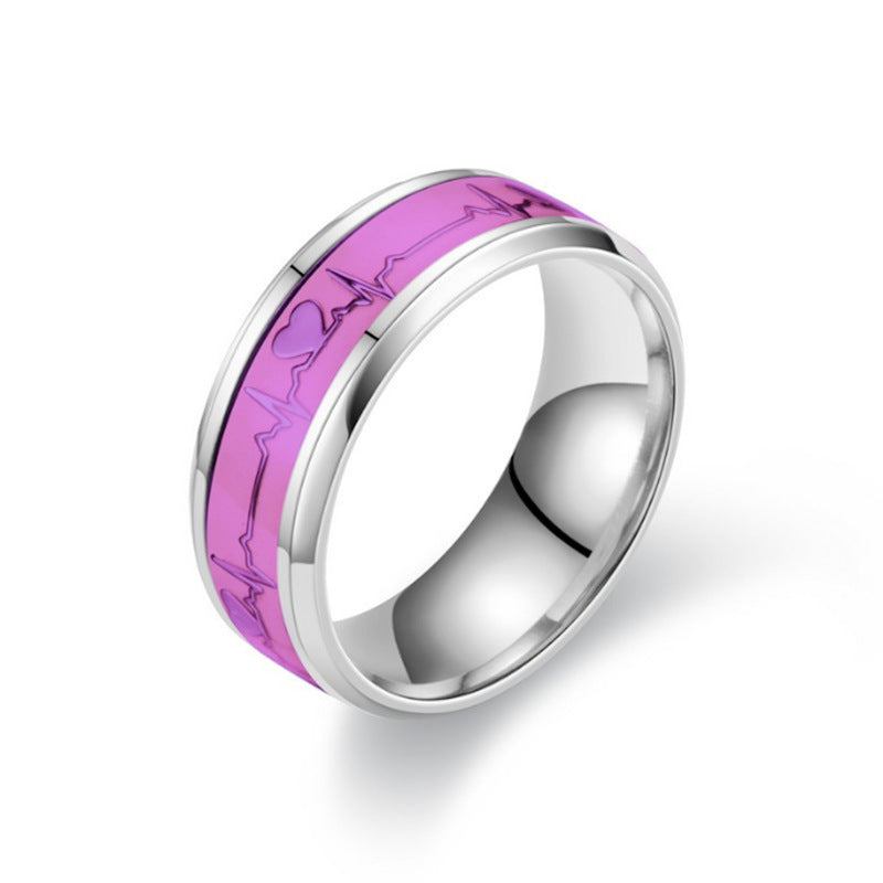 Herren Ring mit kunstvollem Herzschlag-Design und eleganter Edelstahl-Oberfläche Shop Nory