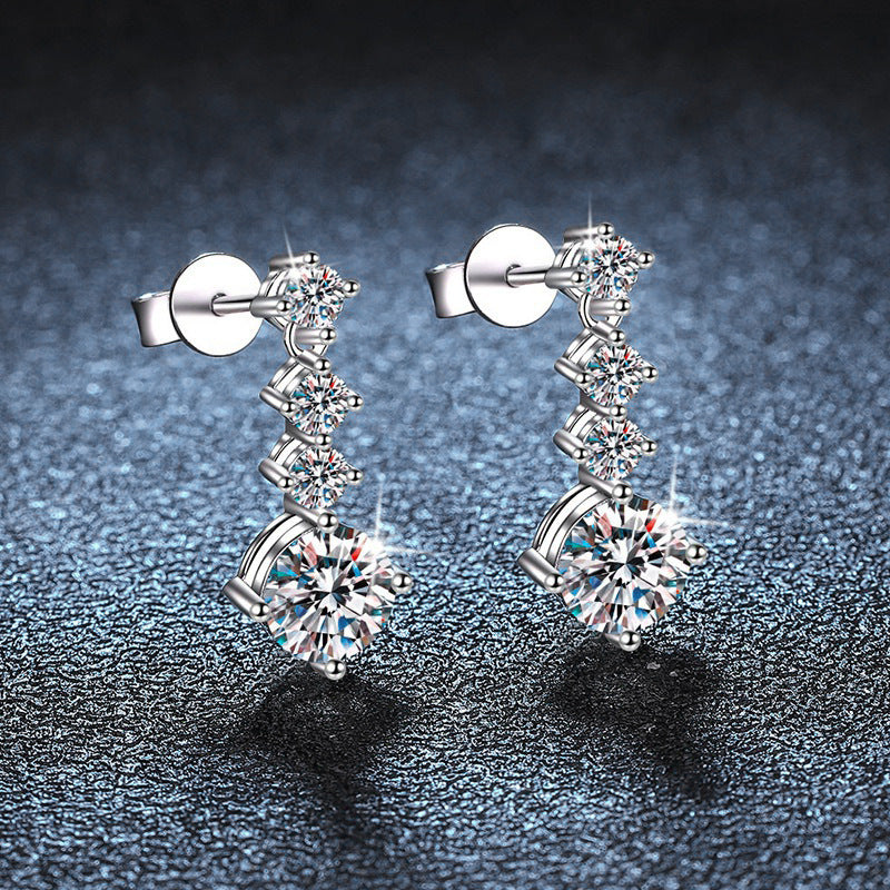 Vierstufige Zirkonia-Ohrhänger Aus Sterlingsilber mit Steckverschluss