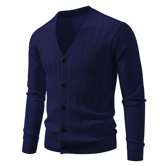 Herren Feinstrick-Cardigan mit V-Ausschnitt und vertikalem Zopfmuster Shop Nory