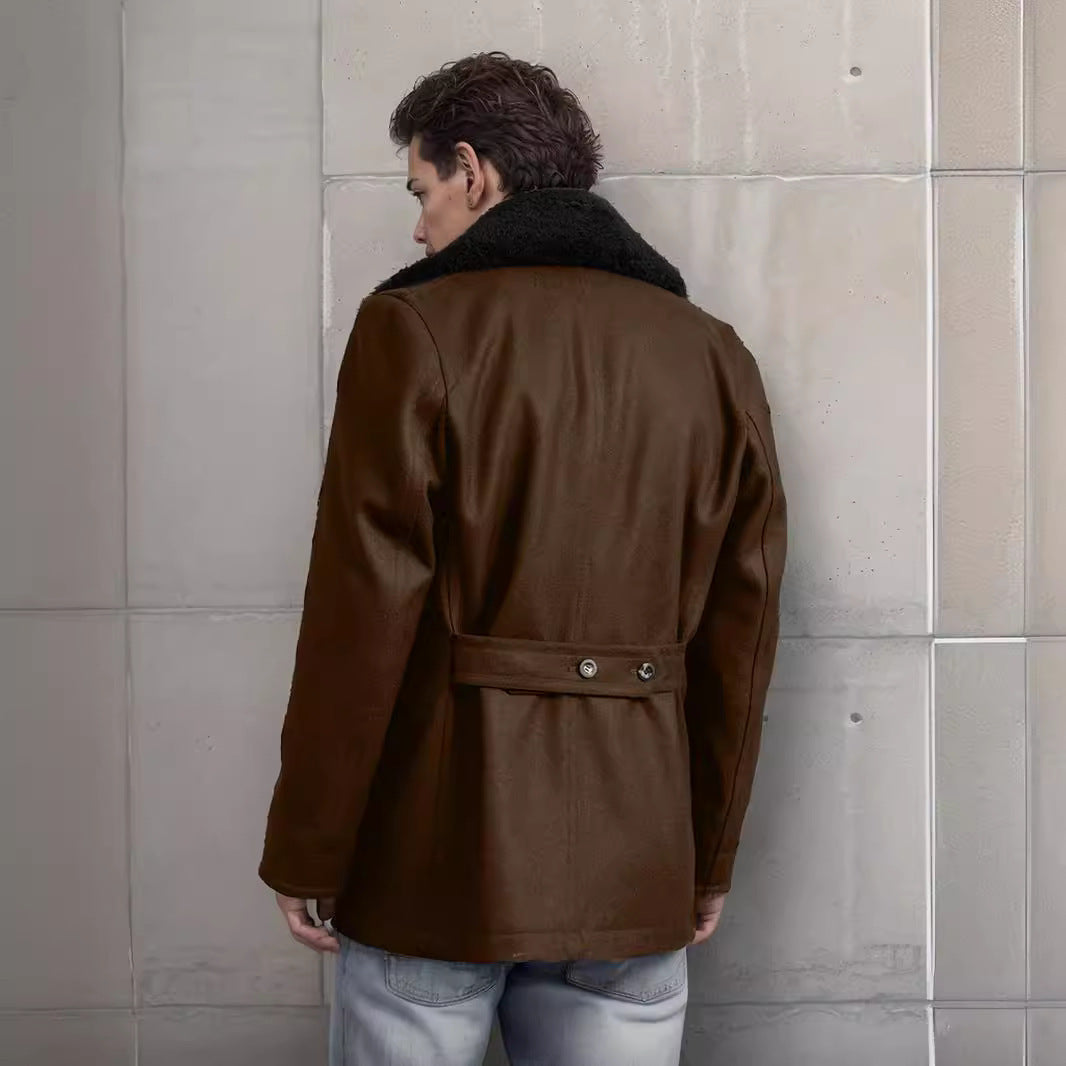 Herren Kurzmantel im Pea‑Coat‑Stil aus Wollmix mit voluminösem Teddykragen und Eingrifftaschen Shop Nory
