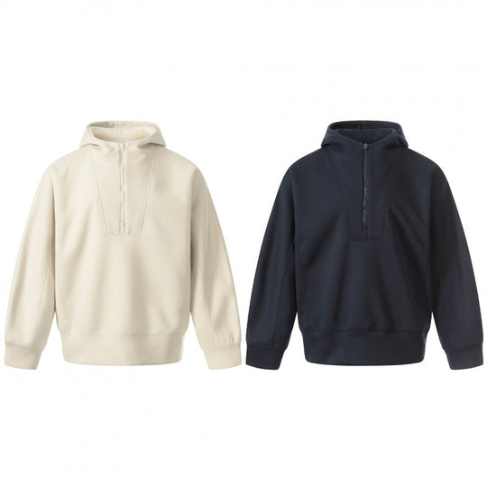Herren Boxy-Kapuzenpullover mit halbem Reißverschluss, verstärkter Blende und cleanem Minimaldesign Shop Nory