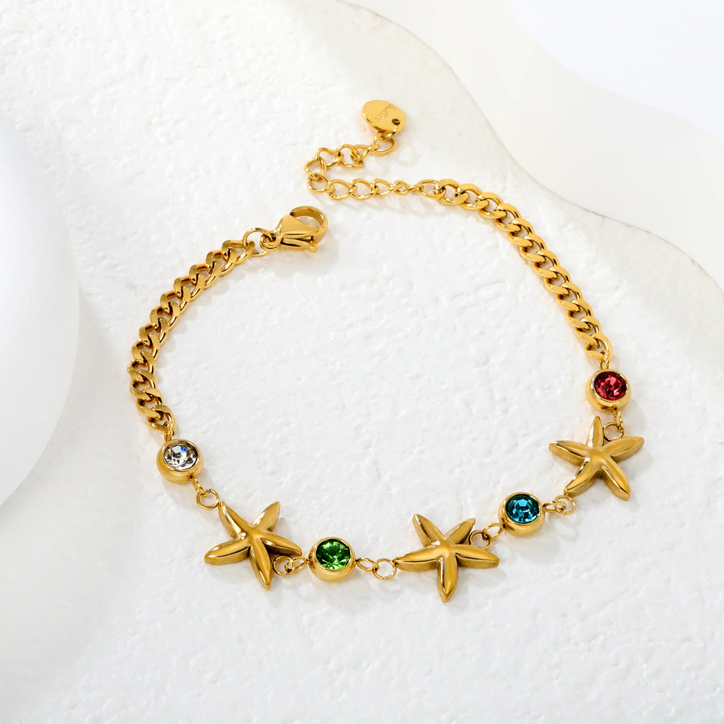 Damen Armband mit bunten Kristallen und maritimem Design Shop Nory
