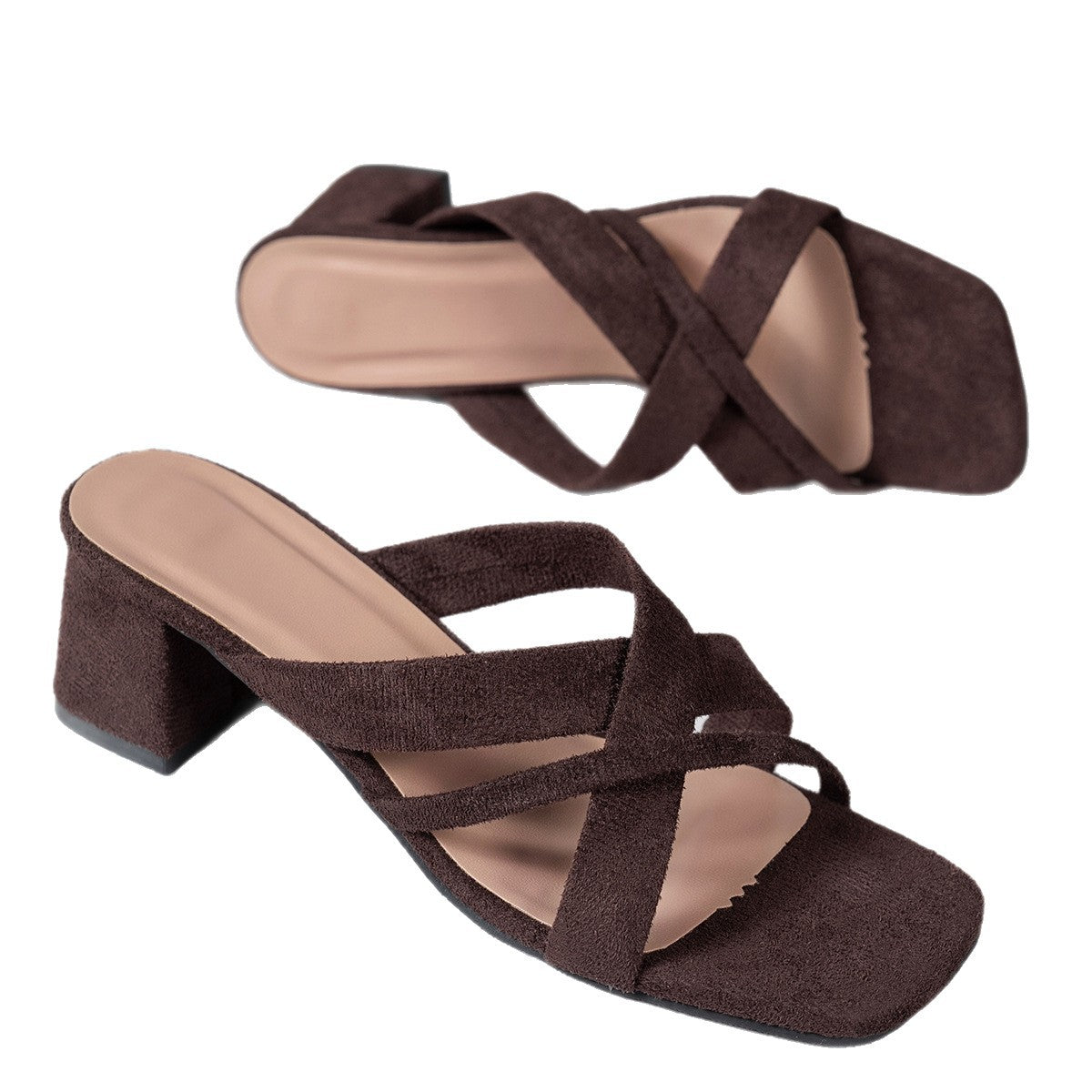 Damen elegante und bequeme Mules mit Blockabsatz