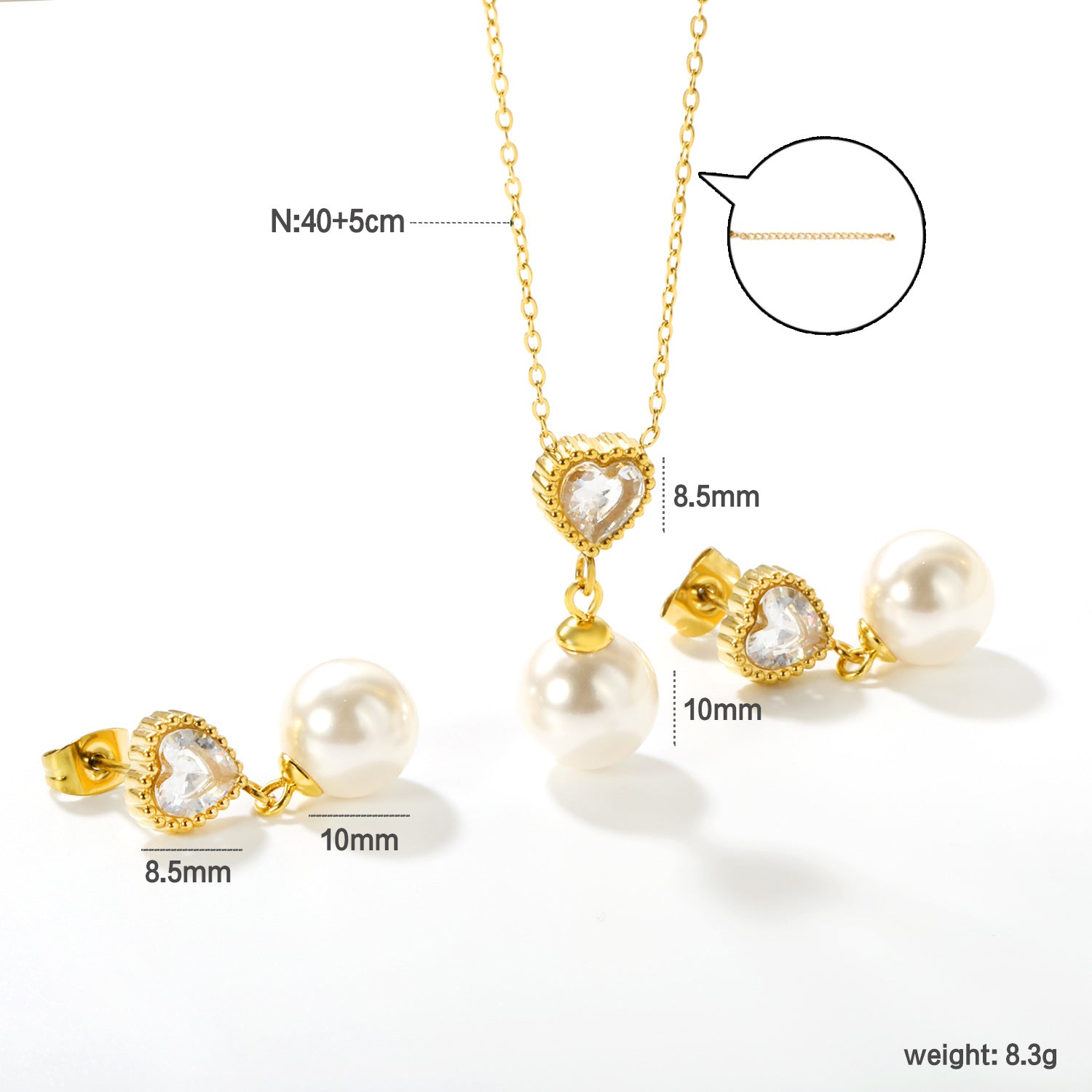 Damen Modeschmuckset mit eleganter Perlensilhouette und funkelnden Zirkonia Shop Nory