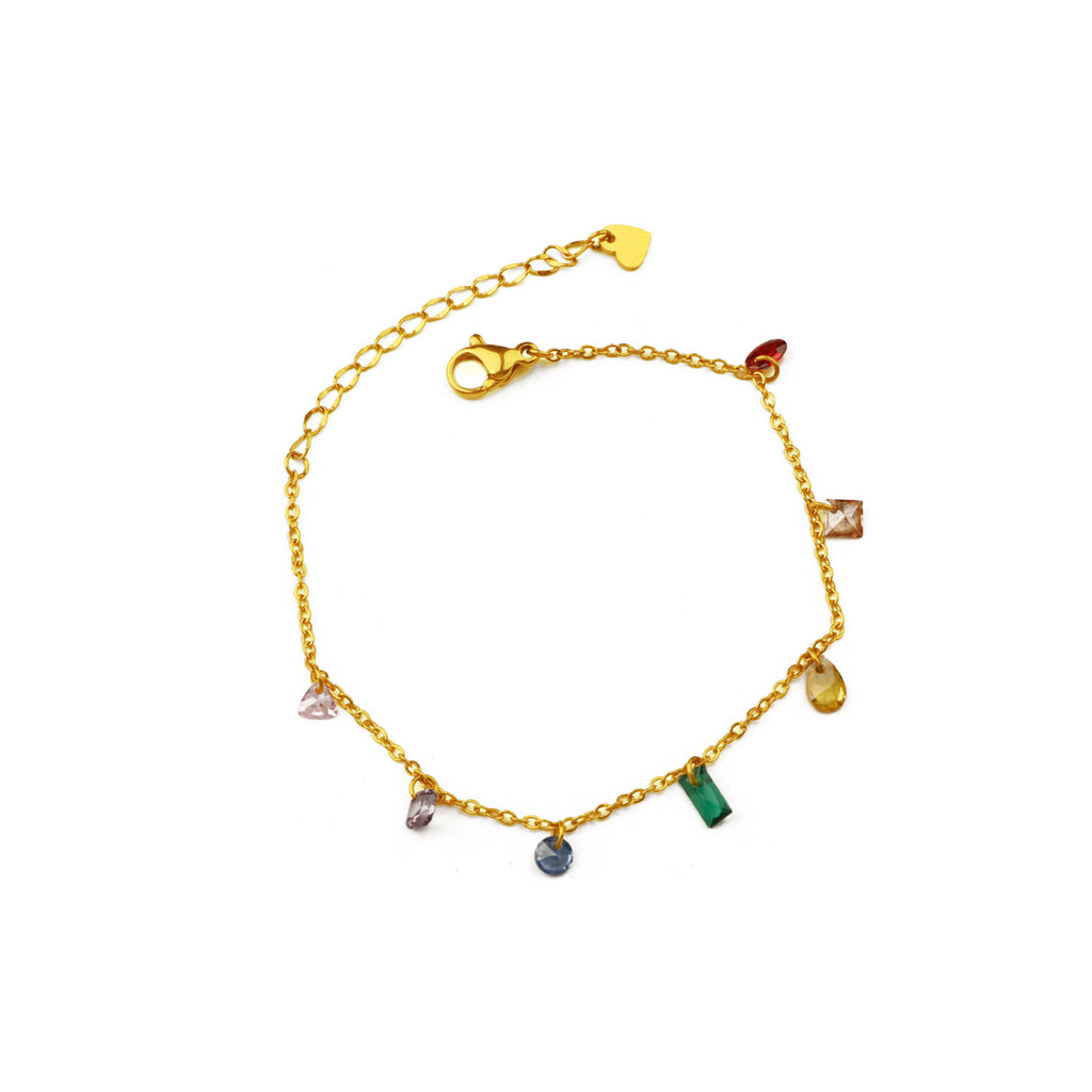 Damen Fußkette mit bunten Kristallanhängern Shop Nory