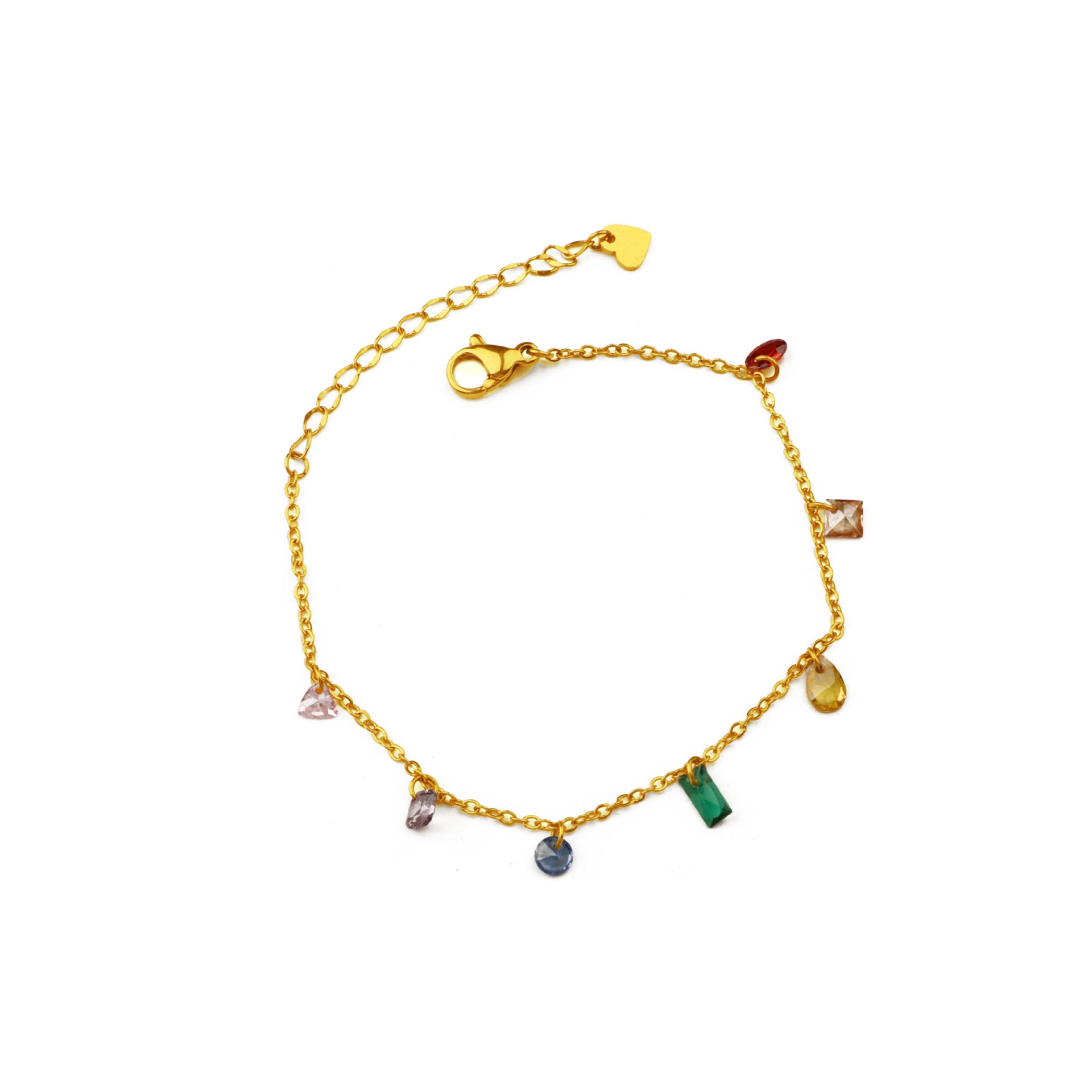 Damen Fußkette mit bunten Kristallanhängern Shop Nory
