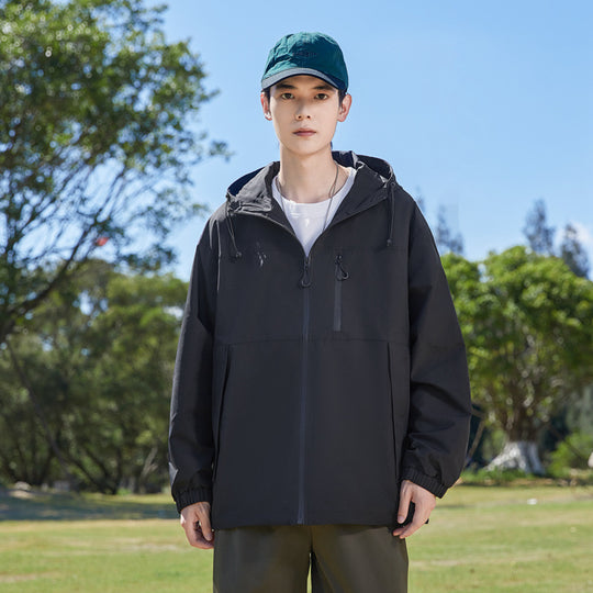 Herren Modische Windbreakerjacke mit verstellbarem Kapuzenkragen Shop Nory