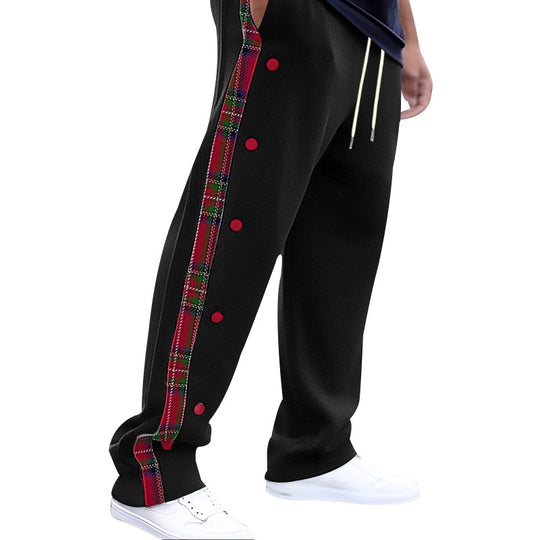 Herren lockere Jogginghose mit seitlichem Karostreifen und Druckknopfleiste Shop Nory