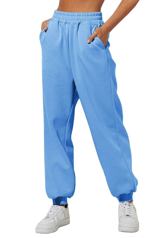 Damen nan lockere High‑Waist Jogginghose mit doppellagigem Komfortbund, seitlichen Eingrifftaschen und gerafften Knöchelbündchen Shop Nory