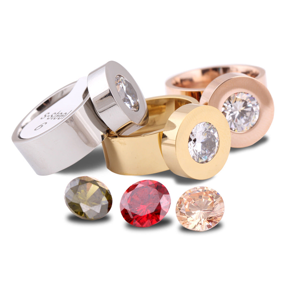 Damen Ring mit drehbarem Kristalleinsatz und modernem Design Shop Nory