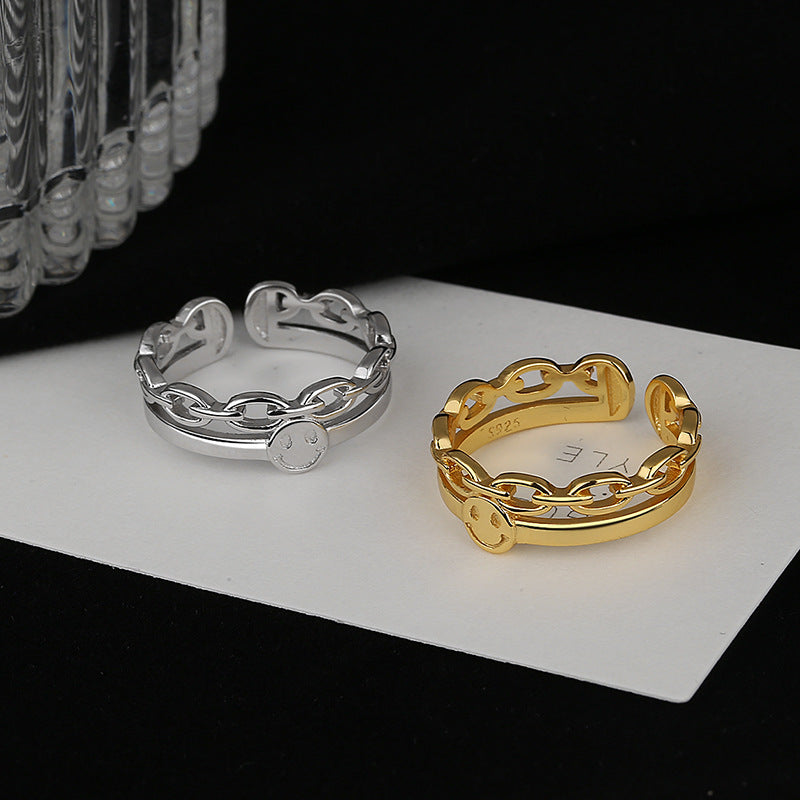Damen Offener Ring mit verspieltem Kettendesign Shop Nory