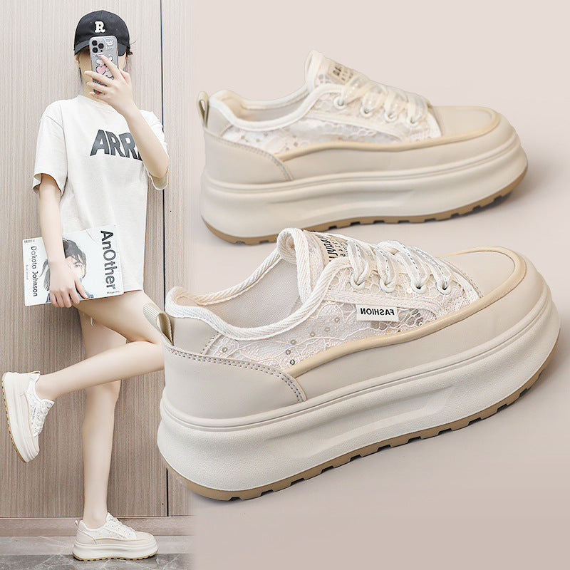 Damen modische Plateau Sneakers mit atmungsaktiver Mesh-Oberfläche und komfortabler Dämpfung Shopnory