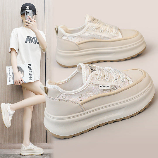 Damen modische Plateau Sneakers mit atmungsaktiver Mesh-Oberfläche und komfortabler Dämpfung Shopnory