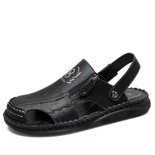 Herren orthopädische Leder-Sandalen mit verstellbarem Riemensystem