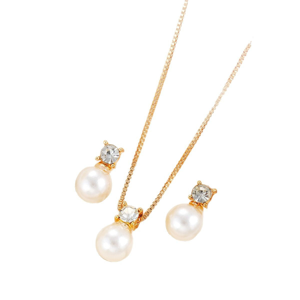 Damen Schmuckset mit eleganten Perlenanhängern und funkelnden Zirkonia Shop Nory