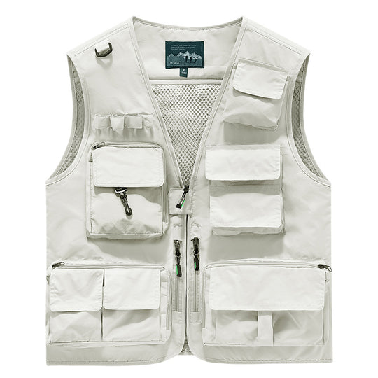 Herren Multifunktionale Outdoor‑Utilityweste mit Mesh‑Rücken, Mehrfach‑Fronttaschen und durchgehendem Reißverschluss Shop Nory