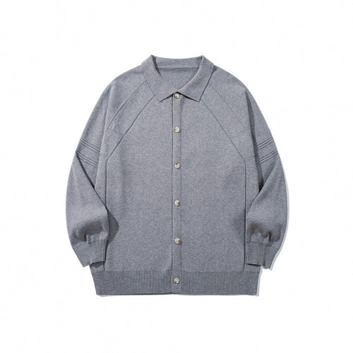 Unisex Boxy-Strickcardigan mit Hemdkragen, Raglanärmeln und gerippten Abschlüssen Shop Nory