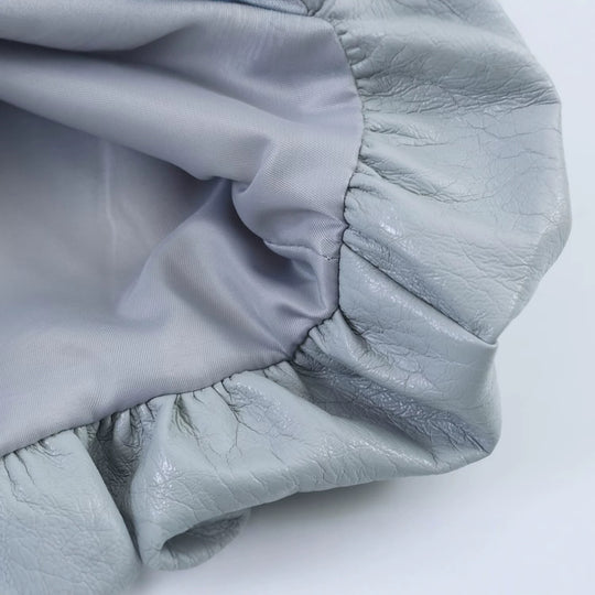 Damen Oversize-Kunstlederjacke mit Rundhals, geraffter Passe und Ballonärmeln Shop Nory