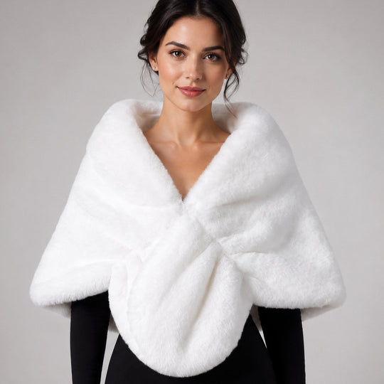 Damen Elegante Kunstpelz Stola im Capelet‑Schnitt Shop Nory