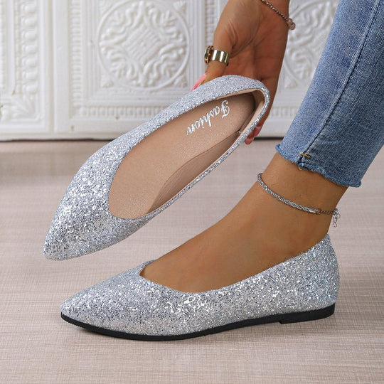 Damen Ballerinas mit funkelndem Glitzerdesign und elegantem spitzem Schnitt Shopnory