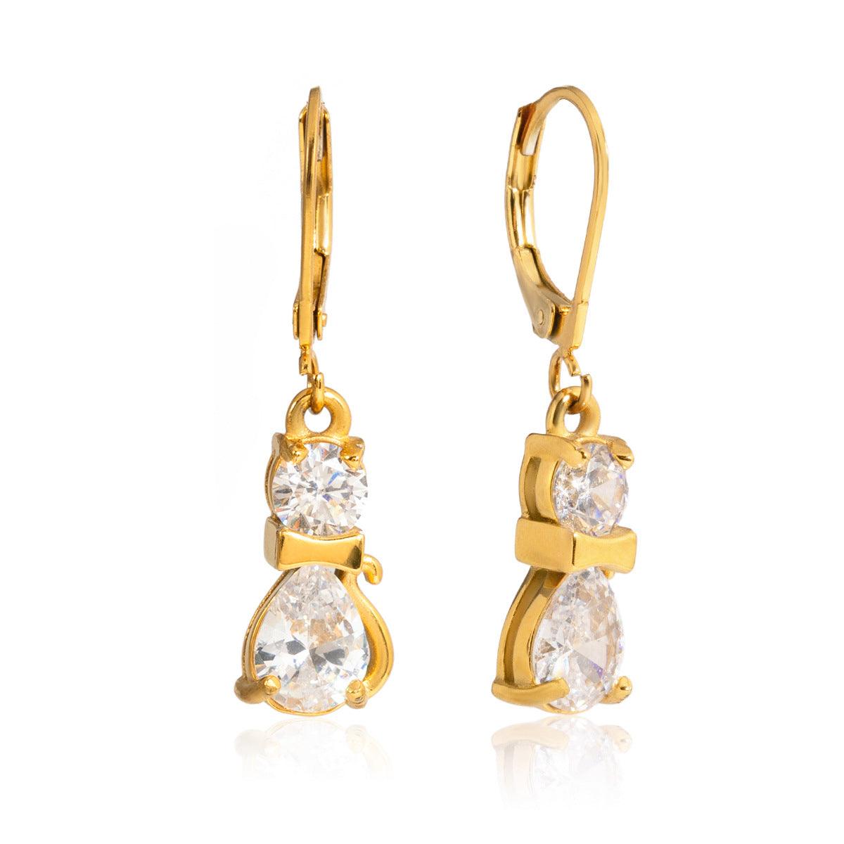 Damen Ohrhänger mit elegantem Katzenmotiv und funkelnden Kristallen Shop Nory