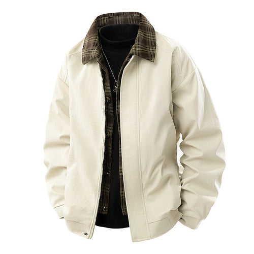 Herren Lässige Layering-Übergangsjacke mit karierter Innenlage und Reißverschluss Shop Nory